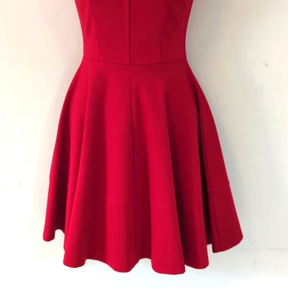 Love Ady V Neck Fit and Flare Skater Dress Red XS - Picture 9 of 16
